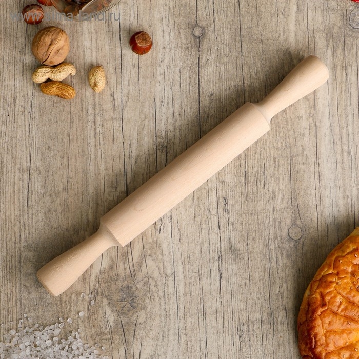 Скалка с ручками,  берёза, 35&times;3,5 см