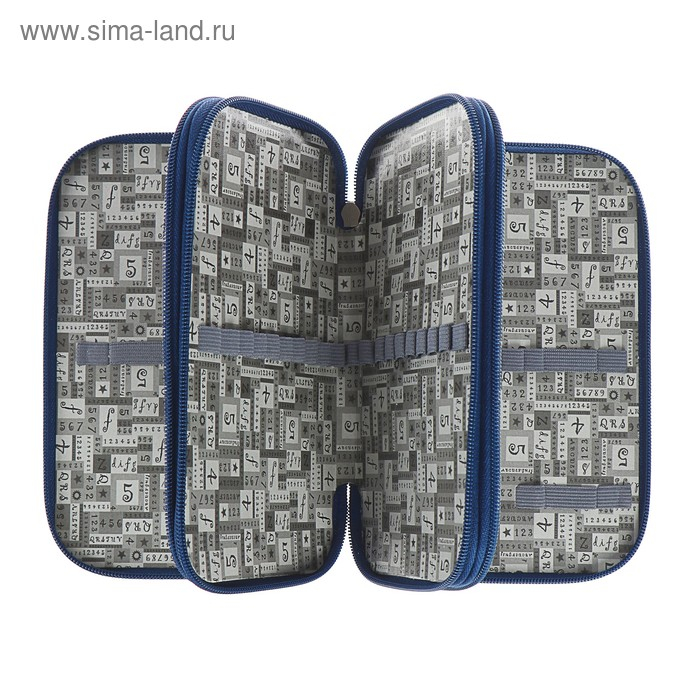 Пенал 3 секции, 125 х 205 х 55 мм, Calligrata 8П26/3 "Хоккеисты" (с эффектом металлика) ,ламинированный картон