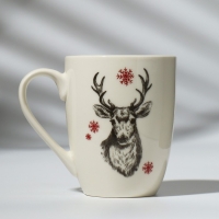 Кружка керамическая с ложкой Дорого внимание «Олень», 310 мл, Кружка керамическая с ложкой Дорого внимание «Олень», 310 мл,