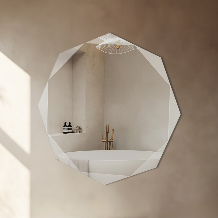 Зеркало, настенное, с пескоструйной графикой, 50&times;50 см