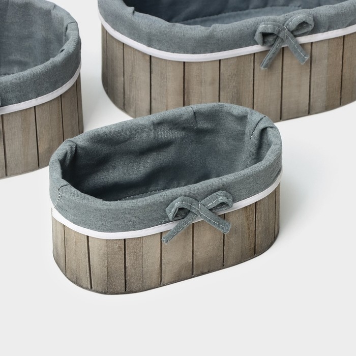 Корзины для хранения LaDо́m, ручной работы, овальные, 3 шт: 20&times;11&times;9 см, 23&times;15&times;10 см, 28&times;19&times;11 см