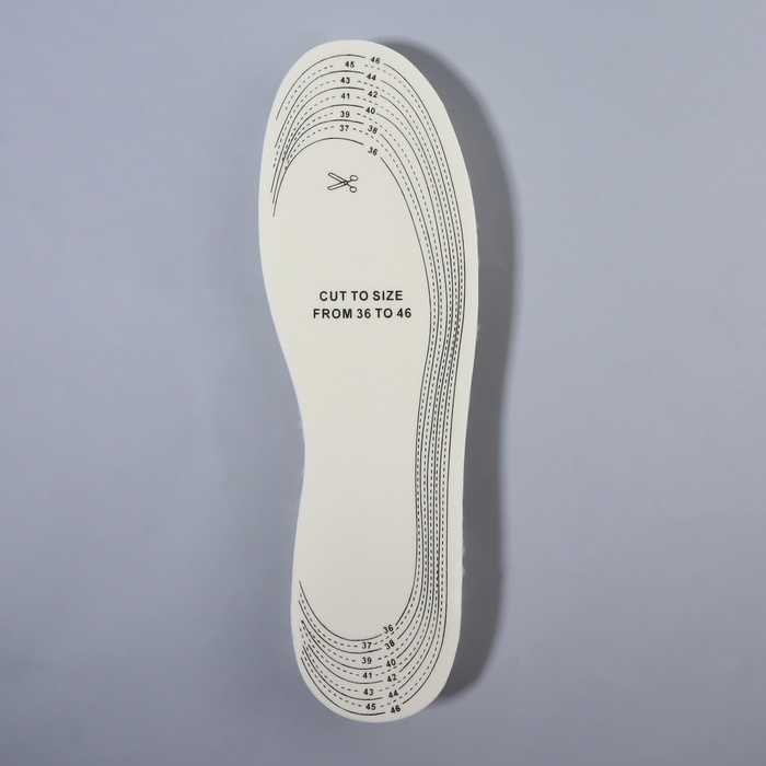 Стельки для обуви, утёпленные, двухслойные, универсальные, р-р RU до 46 (р-р Пр-ля до 46), 29 см, пара, цвет белый