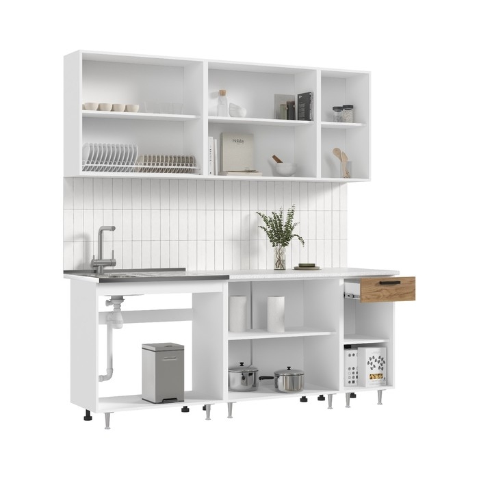 Кухня Рио NEW 2,0м, Дуб Крафт/Антарес столешница Кухня Рио NEW 2,0м, Дуб Крафт/Антарес столешница