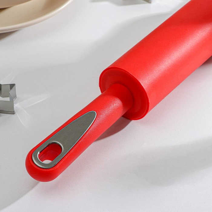 Скалка Доляна «Каппадокия», 43×5 см, рабочая часть 19,5 см, цвет красный Скалка Доляна «Каппадокия», 43×5 см, рабочая часть 19,5 см, цвет красный