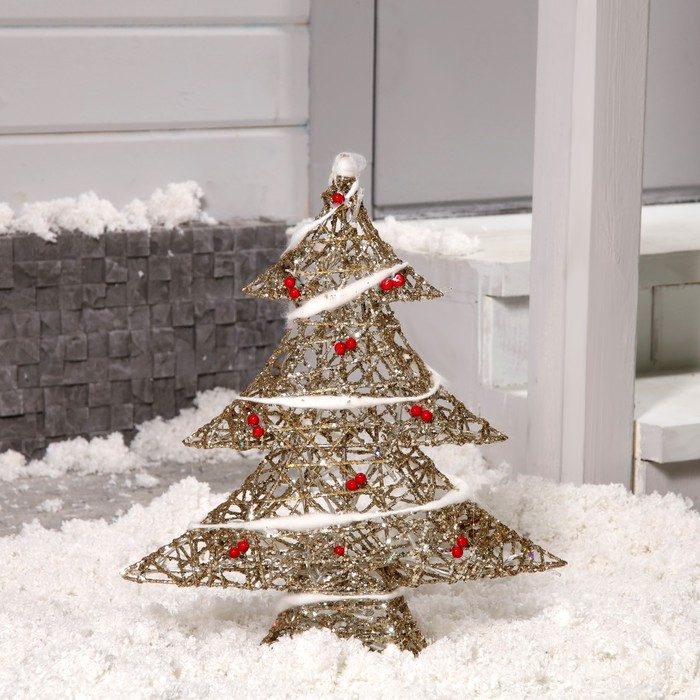 Светодиодная фигура &laquo;Ёлка с ягодами&raquo; 40 &times; 50 &times; 10 см, металл, 220 В, свечение тёплое белое