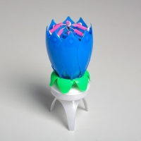 Свеча для торта музыкальная "Тюльпан", крутящаяся, синяя, 14,5×6 см Свеча для торта музыкальная "Тюльпан", крутящаяся, синяя, 14,5×6 см