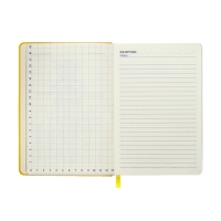 Ежедневник недатированный A5, 140л, клетка, кожзам, на резинке, черный срез, Желтый