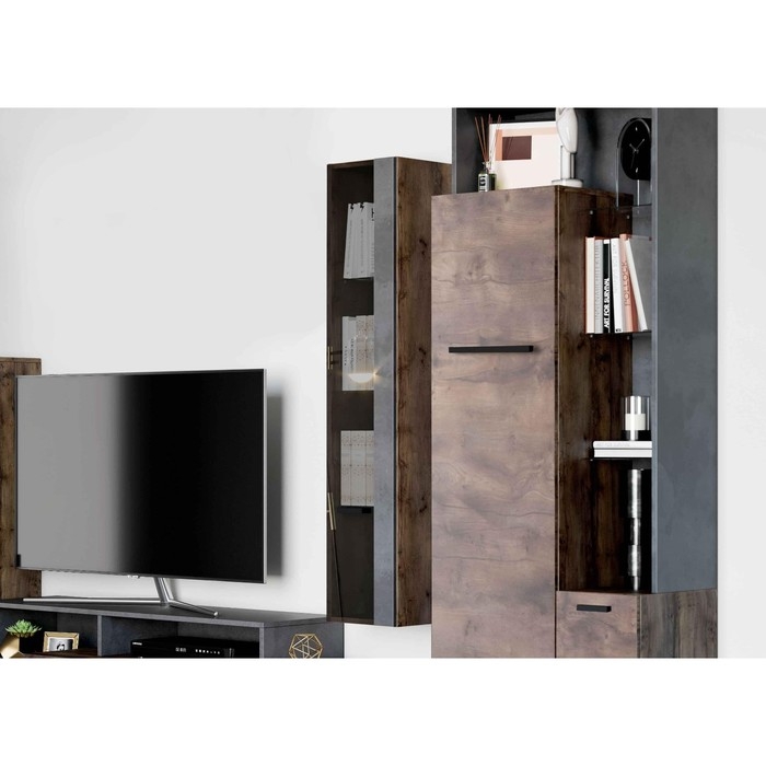 Шкаф навесной "Глазго", 255х275х1330, Металл Бруклин/Таксония