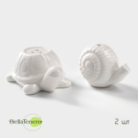 Набор фарфоровый для специй BellaTenero &laquo;Черепаха и улитка&raquo;, 2 предмета: солонка, перечница, 40 мл, цвет белый