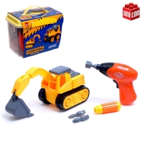 Конструктор «Экскаватор» с электрическим шуруповёртом, 22 детали Конструктор «Экскаватор» с электрическим шуруповёртом, 22 детали