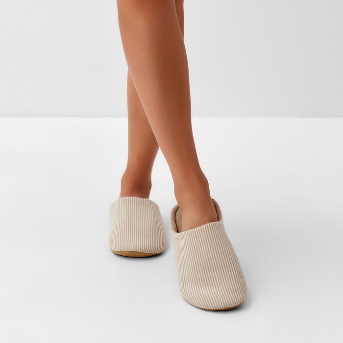 Тапочки женские, ECO размер 40-41, цвет бежевая полоска Тапочки женские, ECO размер 40-41, цвет бежевая полоска