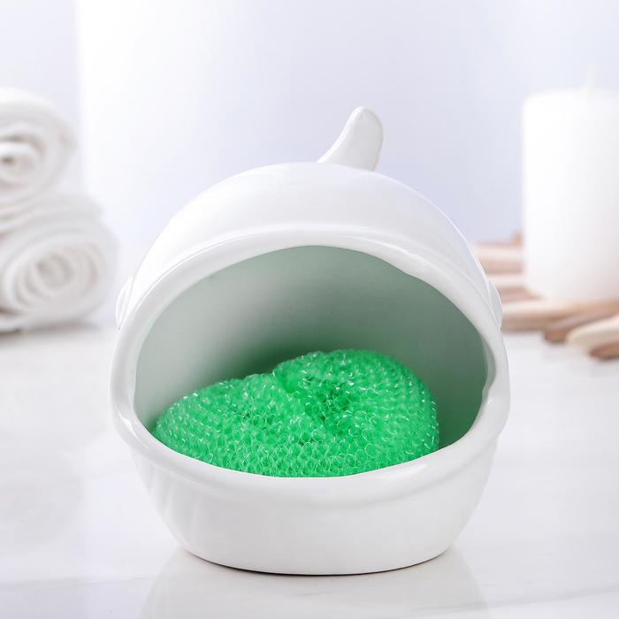 Подставка для губки &laquo;Кит&raquo;, цвет белый