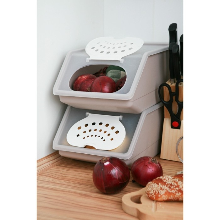 Контейнер для овощей Доляна, 7,6 л, 32,3&times;22&times;14,8 см, цвет серый