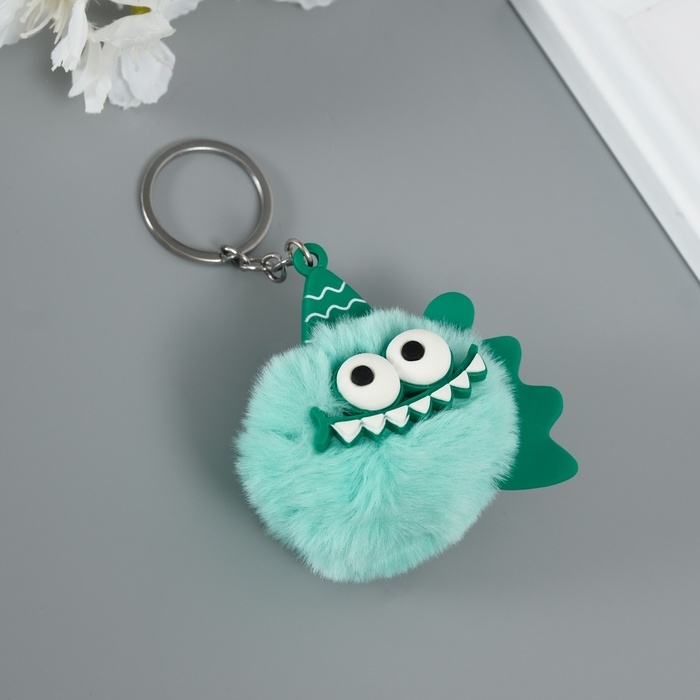 Пушистик на кольце Пушистик на кольце "Пиранья" зелёный 7,5х7х6 см