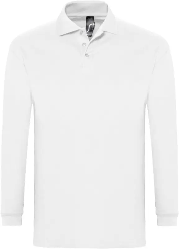 Рубашка поло мужская с длинным рукавом Winter II 210 белая, размер S Рубашка поло мужская с длинным рукавом Winter II 210 белая, размер S