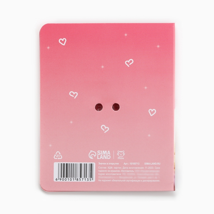 Значок на открытке &laquo;Котики&raquo;, 10 х 8 см