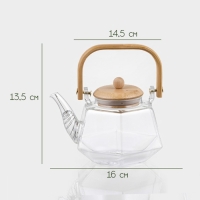 Чайник заварочный стеклянный с бамбуковой крышкой и металлическим фильтром BellaTenero &laquo;Октогон&raquo;, 800 мл