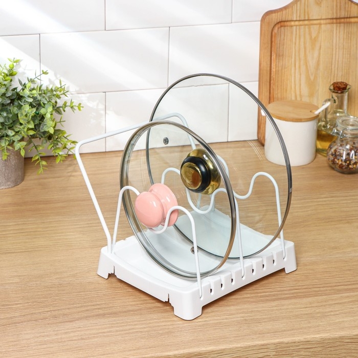 Держатель для крышек с поддоном, 25&times;18,5&times;4,5 см, цвет МИКС