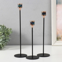 Подсвечник металл "Перелив. Кант" d=2,5 см набор 3 шт чёрный с золотом 21,5 см, 27 см, 32 см 97163 Подсвечник металл "Перелив. Кант" d=2,5 см набор 3 шт чёрный с золотом 21,5 см, 27 см, 32 см 97163