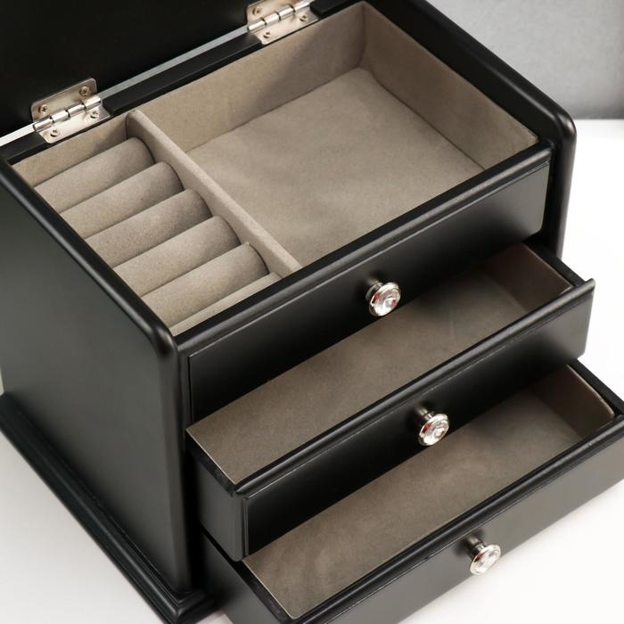 Шкатулка для украшений &laquo;Комод с 2 ящиками&raquo;, дерево, чёрный, 21.5&times;14.5&times;16 см