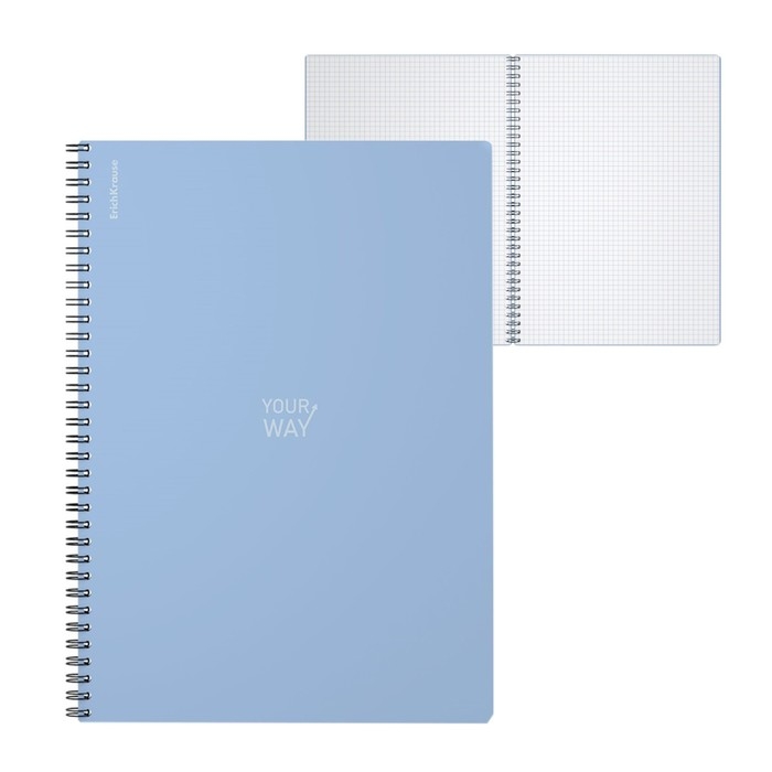 Тетрадь A4 на спирали, 80 листов в клетку, ErichKrause Symbol, пластиковая обложка, тиснение Тетрадь A4 на спирали, 80 листов в клетку, ErichKrause Symbol, пластиковая обложка, тиснение "песок", блок офсет 100% белизна, голубая