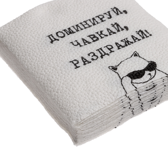 Салфетки бумажные однослойные Салфетки бумажные однослойные "Доминируй,чавкай,раздражай", 24х24 см, набор 20 шт.