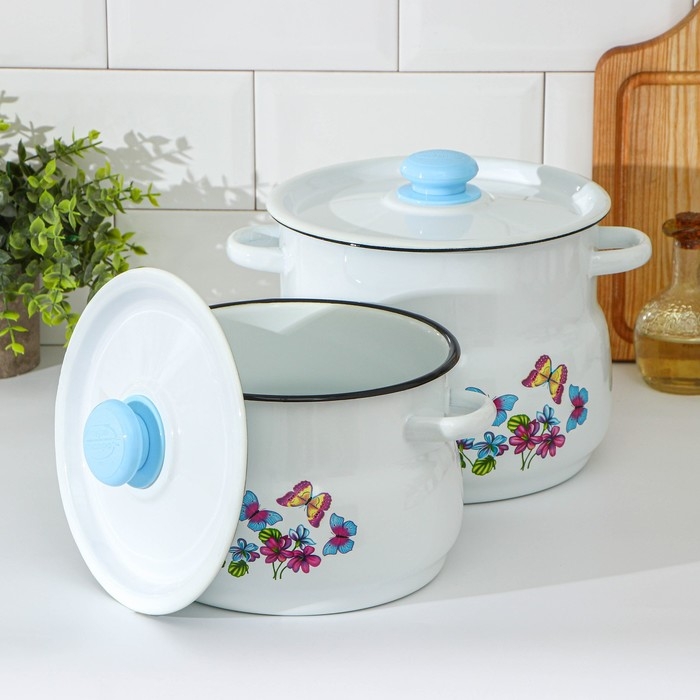 Набор кастрюль &laquo;Фиалка&raquo;, 2 предмета: 4 л, 5,5 л, индукция, цвет МИКС
