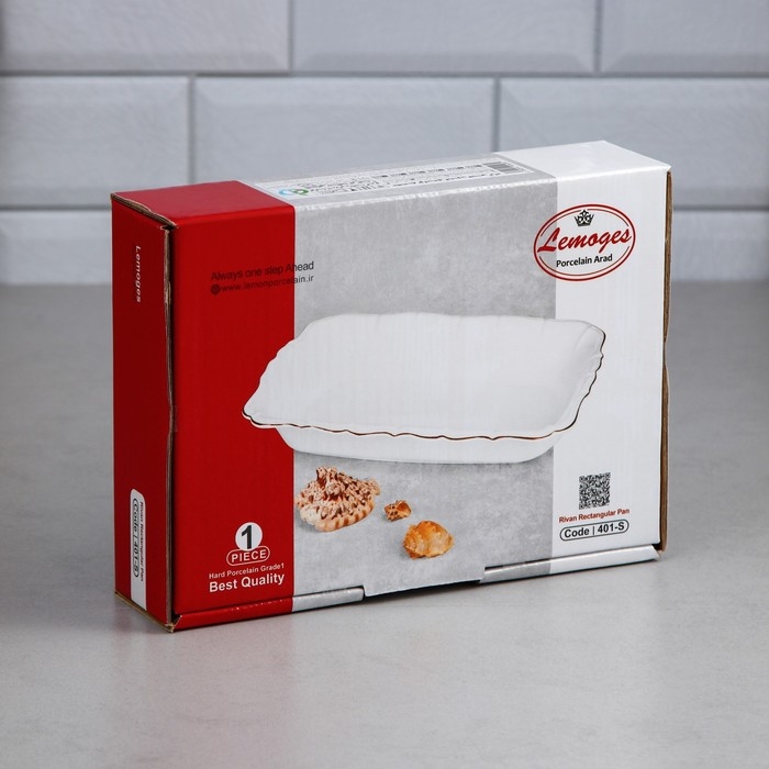 Форма для запекания, 1.1 л, прямоугольная, фарфор, Иран Форма для запекания, 1.1 л, прямоугольная, фарфор, Иран