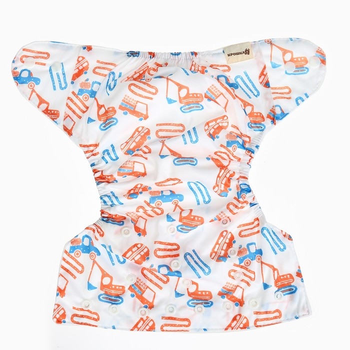 Набор многоразовых подгузников &laquo;Машинки&raquo;, 3-8 кг, цвет белый, голубой, 2 шт., Крошка Я