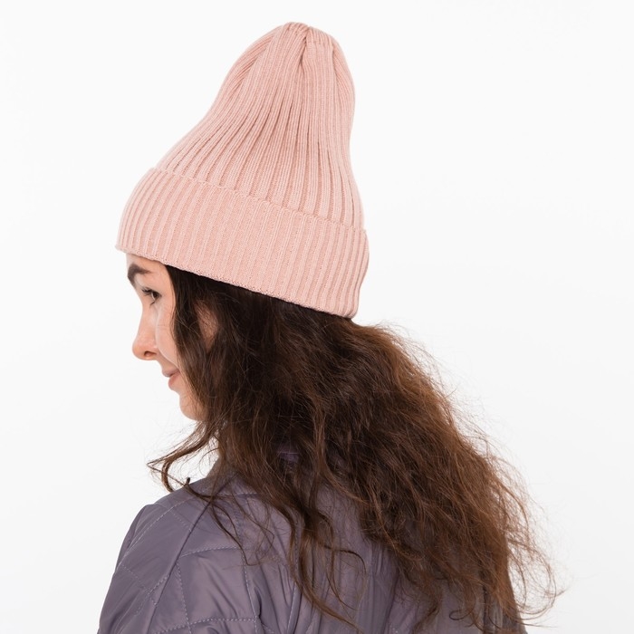 Шапка женская демисезонная , цвет пудра, размер 52-56 Шапка женская демисезонная , цвет пудра, размер 52-56