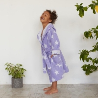 Халат махровый детский Крошка Я «Звездочки» размер 32, цвет лаванда, 100% хлопок 360 г/м2 Халат махровый детский Крошка Я «Звездочки» размер 32, цвет лаванда, 100% хлопок 360 г/м2