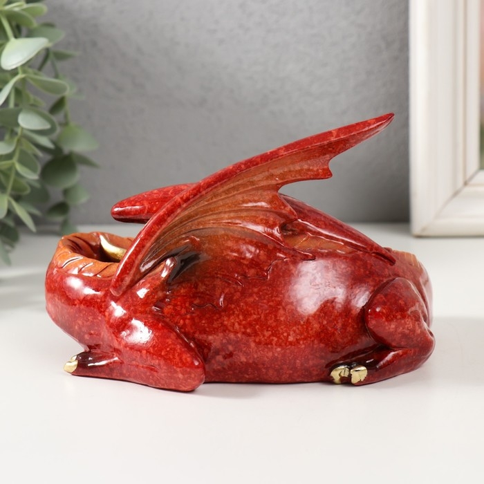 Сувенир полистоун лак "Красный дракон свернулся колачиком" 15х10,5х10 см