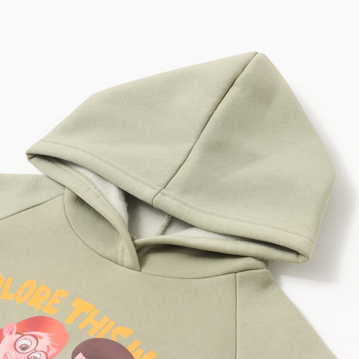 Толстовка (худи) детская MINAKU: Exclusive print, цвет оливковый, Oversize рост 104 см Толстовка (худи) детская MINAKU: Exclusive print, цвет оливковый, Oversize рост 104 см