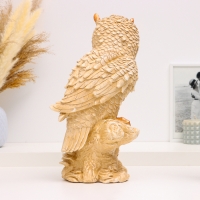 Фигура "Филин на пеньке большой" бежевый, 40х15х15см