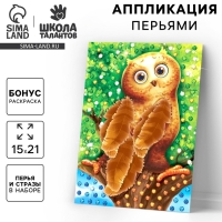Аппликации перьями и стразами &laquo;Совёнок&raquo;