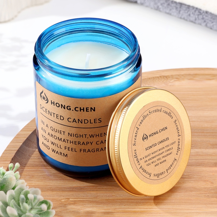 Свеча ароматическая в банке Свеча ароматическая в банке "Hong.Chen", лаванда