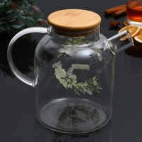Чайник заварочный стеклянный с бамбуковой крышкой Дорого внимание &laquo;С Новым годом. Зимние истории&raquo;, 1700 мл