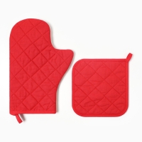 Набор кухонный Доляна "Больших успехов": прихватка 17х17 см, варежка-прихватка 20х28 см, 35% хлопок