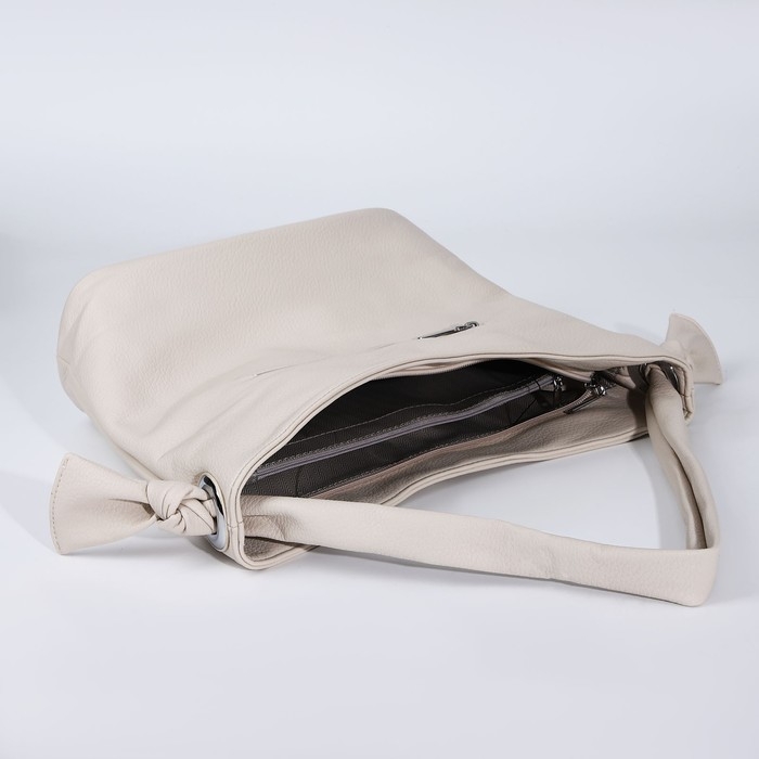 Сумка-тоут на молнии, 2 наружных кармана, цвет молочный Сумка-тоут на молнии, 2 наружных кармана, цвет молочный