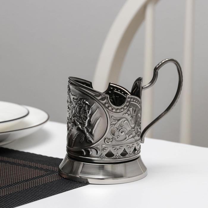 Подстаканник &laquo;Тройка&raquo;, d=72 мм, никелированный, с чернением