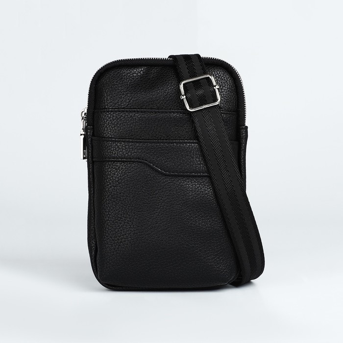 Сумка мужская через плечо TEXTURA, искусственная кожа, цвет чёрный