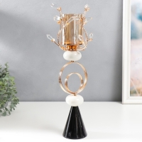 Подсвечник металл на 1 свечу "Веточки с кристаллами. Два кольца" золото 42х17х17 см Подсвечник металл на 1 свечу "Веточки с кристаллами. Два кольца" золото 42х17х17 см