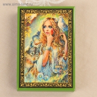 Шкатулка «Лесная дева», зелёная, 11×16 см, лаковая миниатюра Шкатулка «Лесная дева», зелёная, 11×16 см, лаковая миниатюра