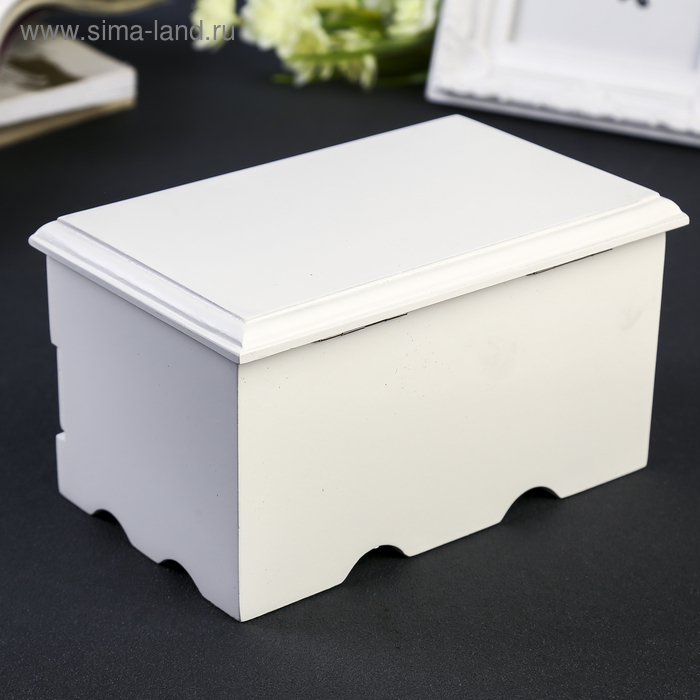 Шкатулка дерево для украшений Шкатулка дерево для украшений "Комод с ящиком" белая 9х10х16 см