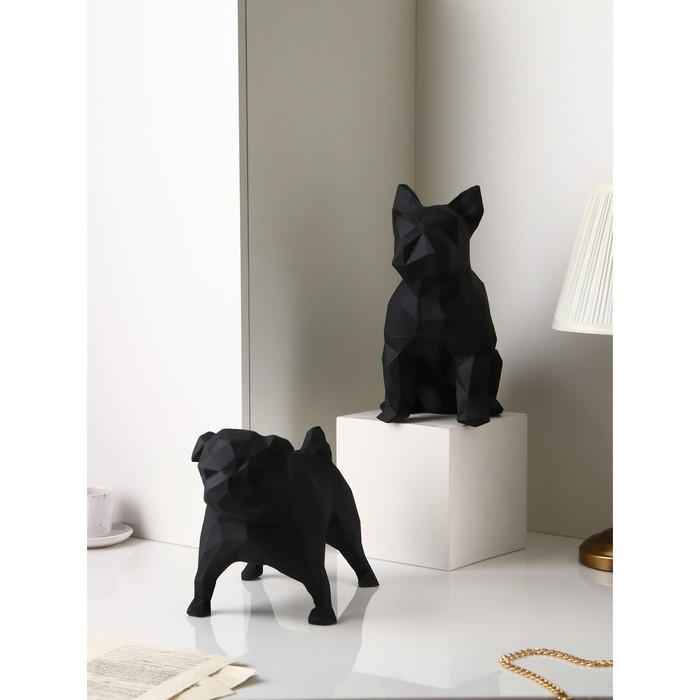 Набор фигур &laquo;Бульдог&raquo;, геометрия, полистоун, 34 см, цвет черный