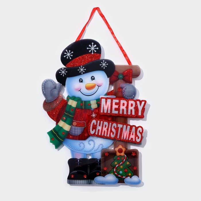 Декоративное светящиеся украшение (подвеска) Декоративное светящиеся украшение (подвеска) "Снеговик" 32х23 см