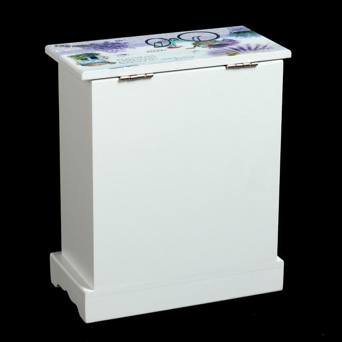 Шкатулка дерево комод 3 ящика+дверка Шкатулка дерево комод 3 ящика+дверка "Лавандовое поле" 18,8х16,1х8,2 см