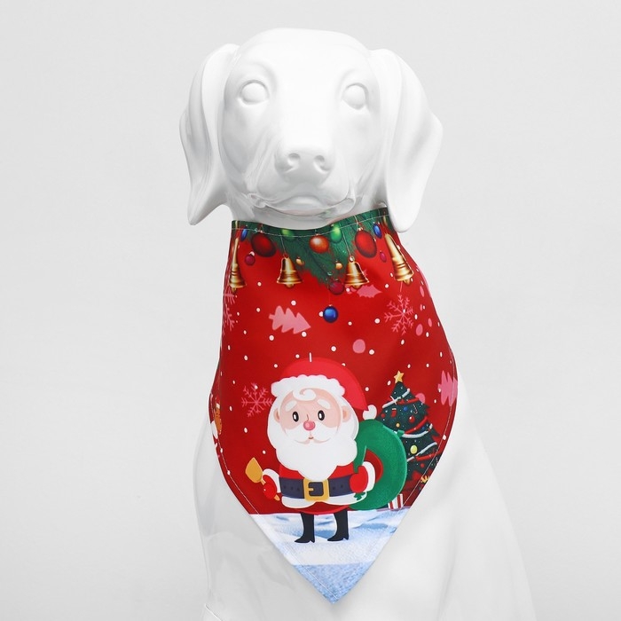 Новый год. Бандана для животных Новый год. Бандана для животных "Дед Мороз", размер S (ОШ до 42 см)
