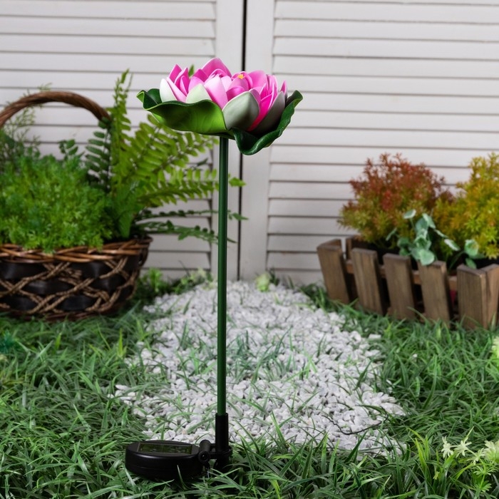 Садовый светильник на солнечной батарее &laquo;Лотос&raquo;, 70 см, 1 LED, свечение белое