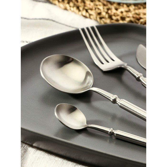 Столовые приборы из нержавеющей стали Magistro «Тауэр», 4 предмета, цвет серебряный Столовые приборы из нержавеющей стали Magistro «Тауэр», 4 предмета, цвет серебряный